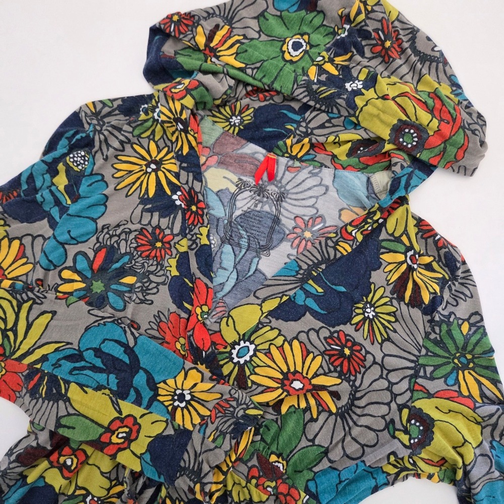 Pinkerton Dress Multicolor Floral Hooded‎ Surplice Empire Waist Womens Size M